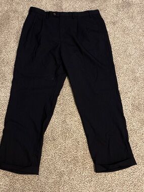 Ralph Lauren Black Dress Pants - Cuffed Tailored Straight Size 38W x 29.5L